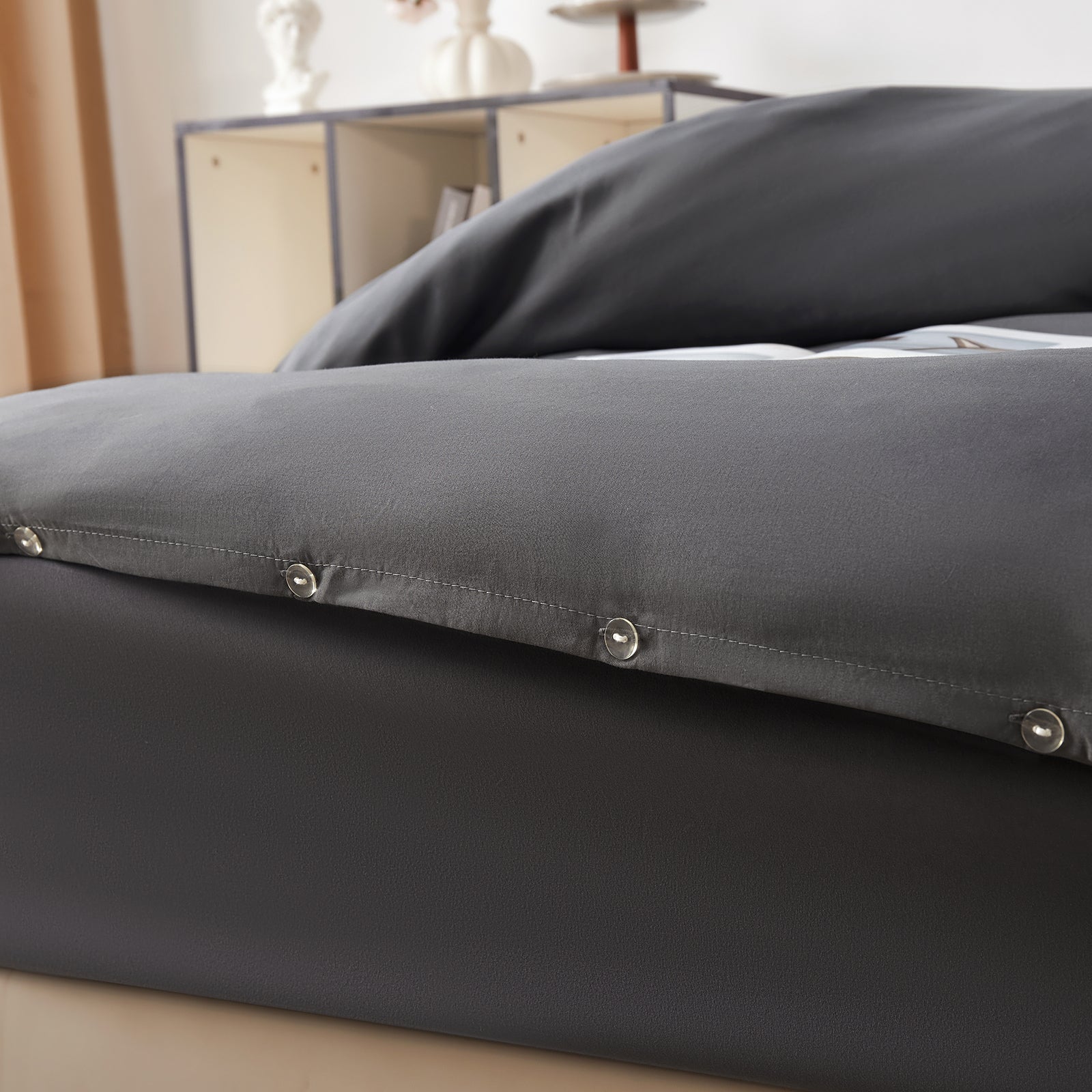 Elegant duvet cover featuring a durable button closure to ensure your duvet stays perfectly in place.