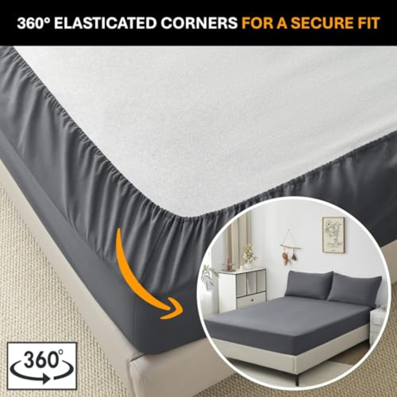 Soft fitted sheets featuring elasticated corners for a snug and secure fit on the mattress