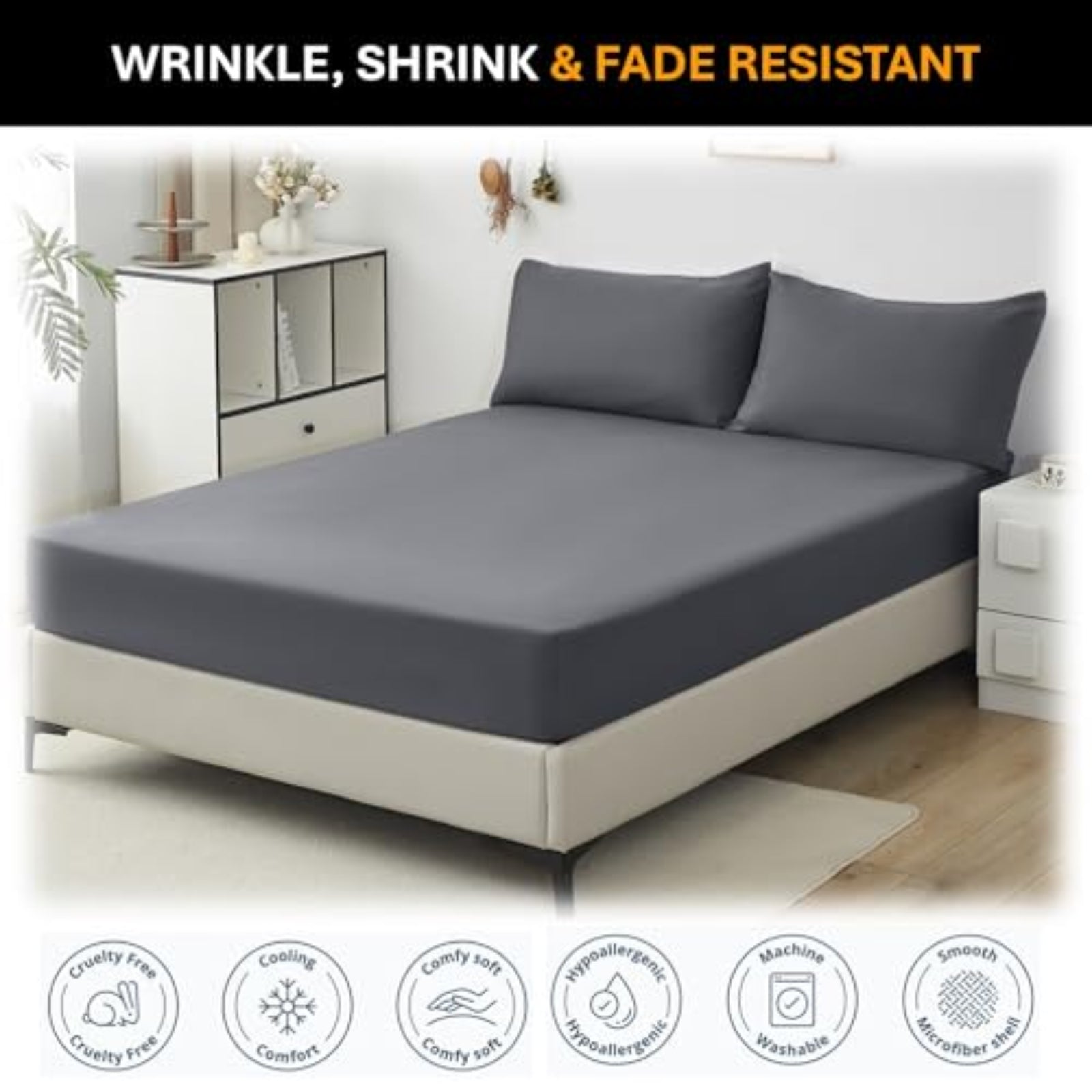 Our microfiber fitted sheets are specially crafted to resist wrinkles and fading, keeping your bed sheets looking fresh and crisp, even after multiple washes.