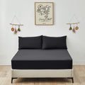 Victoria and Carter black fitted sheet, showcasing its smooth, soft microfiber texture
