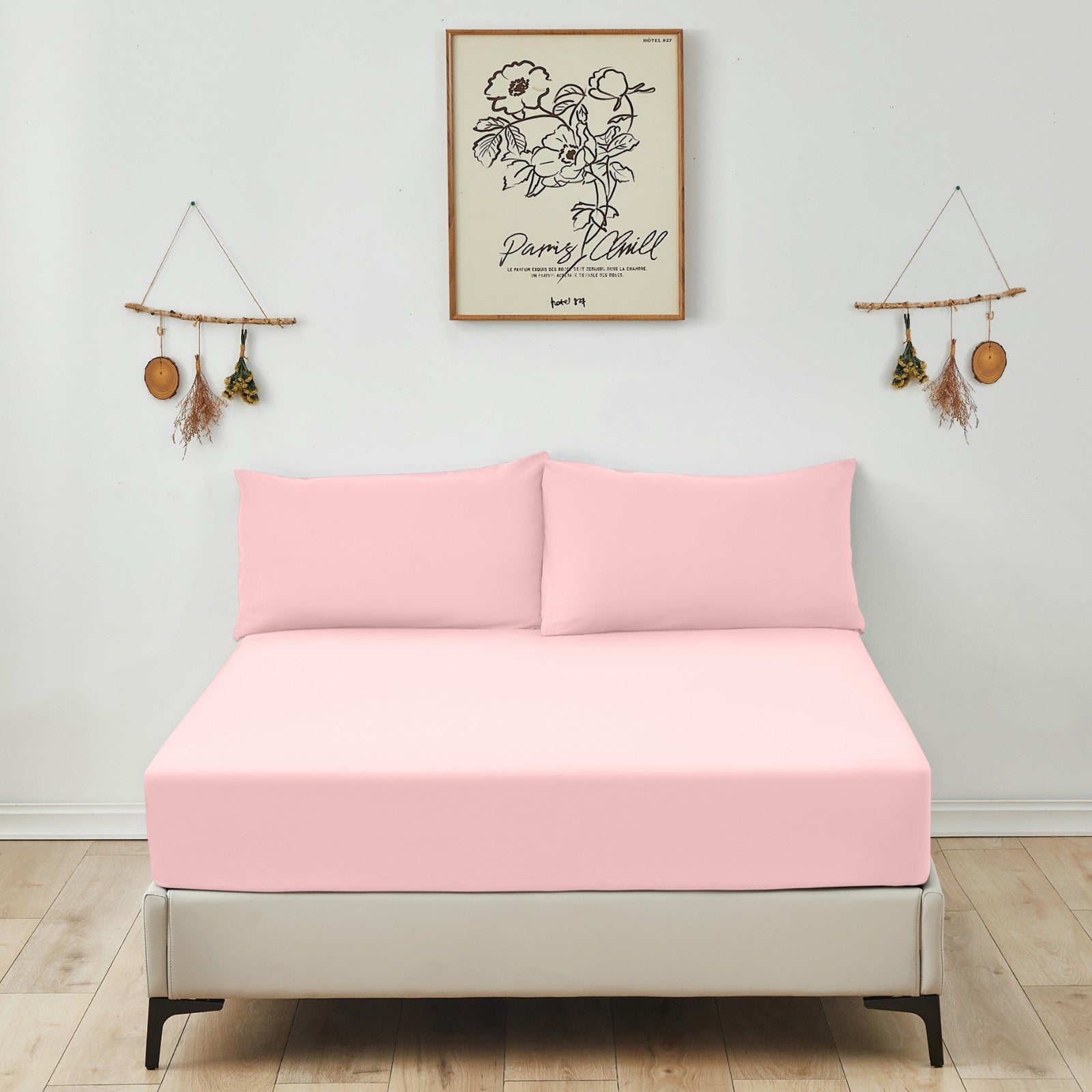 Victoria and Carter pink fitted sheet, showcasing its smooth, soft microfiber texture